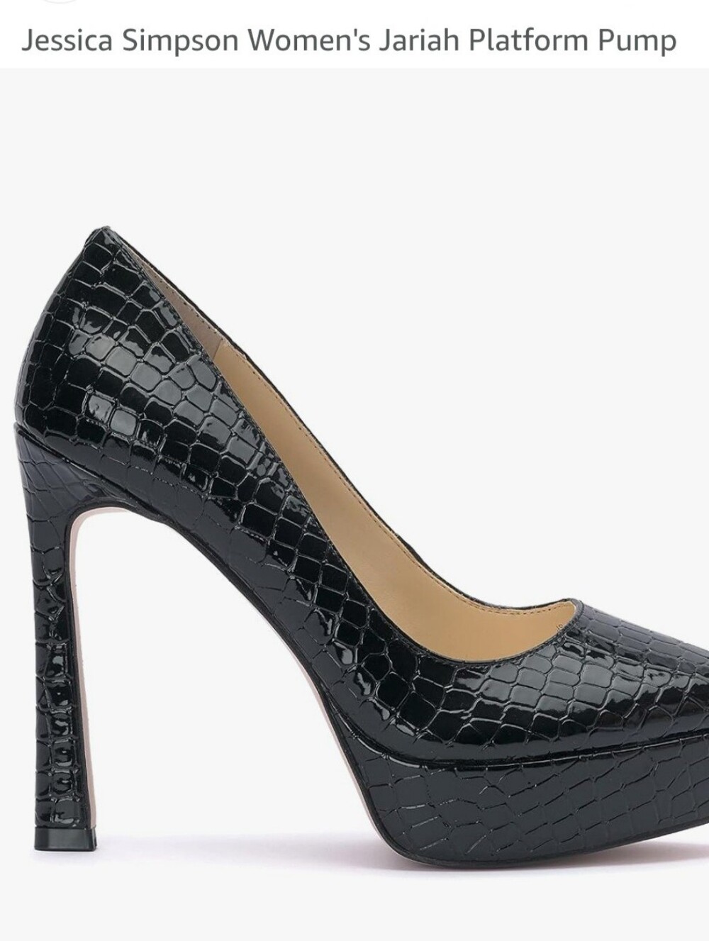 Jessica Simpson Black Croc-Embossed Jariah Platform Pump - Picture 2 of 8
